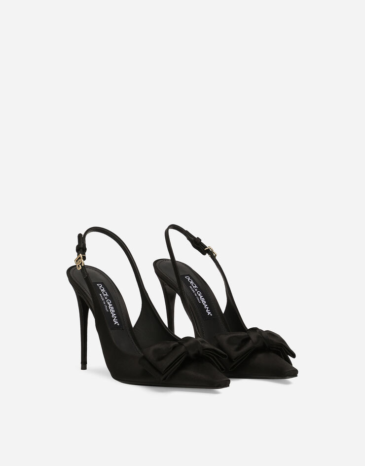 Dolce & Gabbana Slingback in raso con fiocco Nero CG0844A3I64