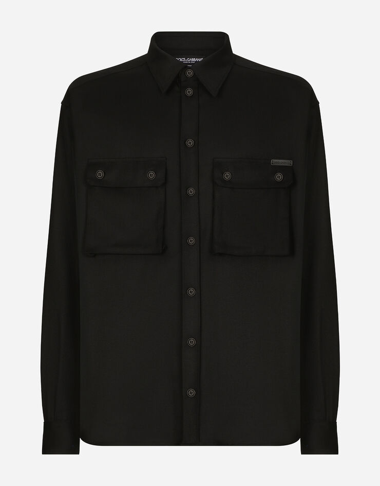 Dolce & Gabbana Camisa oversize de franela Negro G5MD1TFU21Q