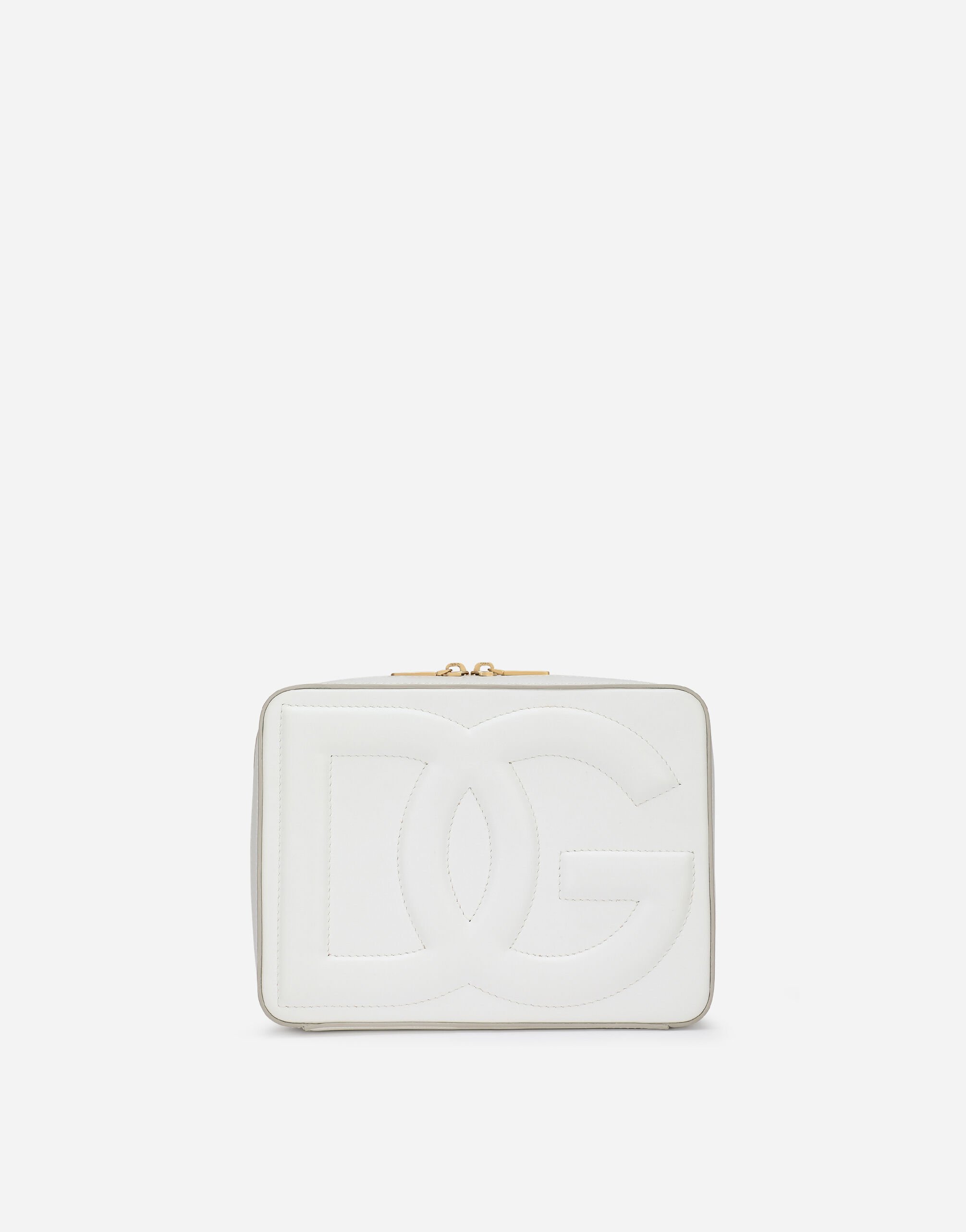 Dolce & Gabbana Medium calfskin camera bag with DG Logo White BB7158AW437