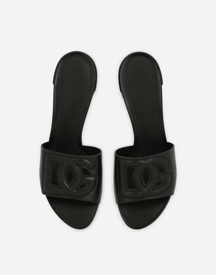 Dolce & Gabbana Calfskin sliders with DG logo Black CR1755AY329