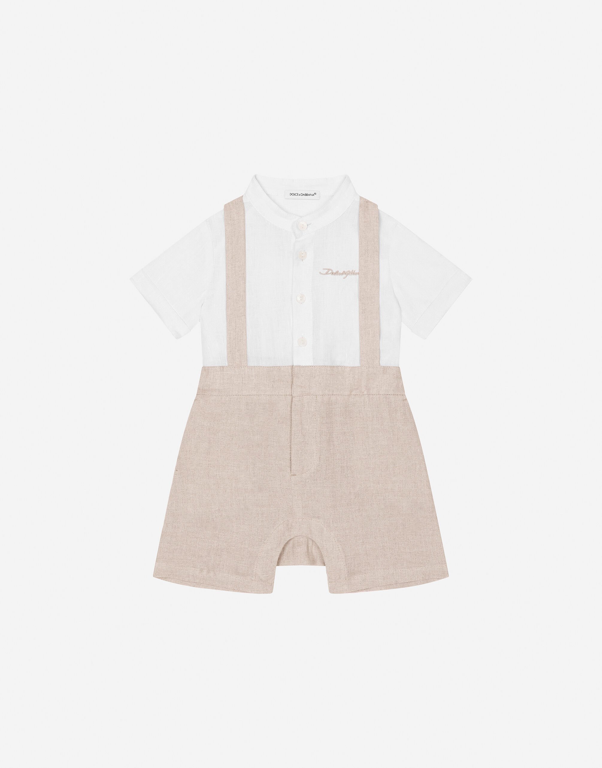 ${brand} Linen onesie with straps and Dolce&Gabbana logo ${colorDescription} ${masterID}