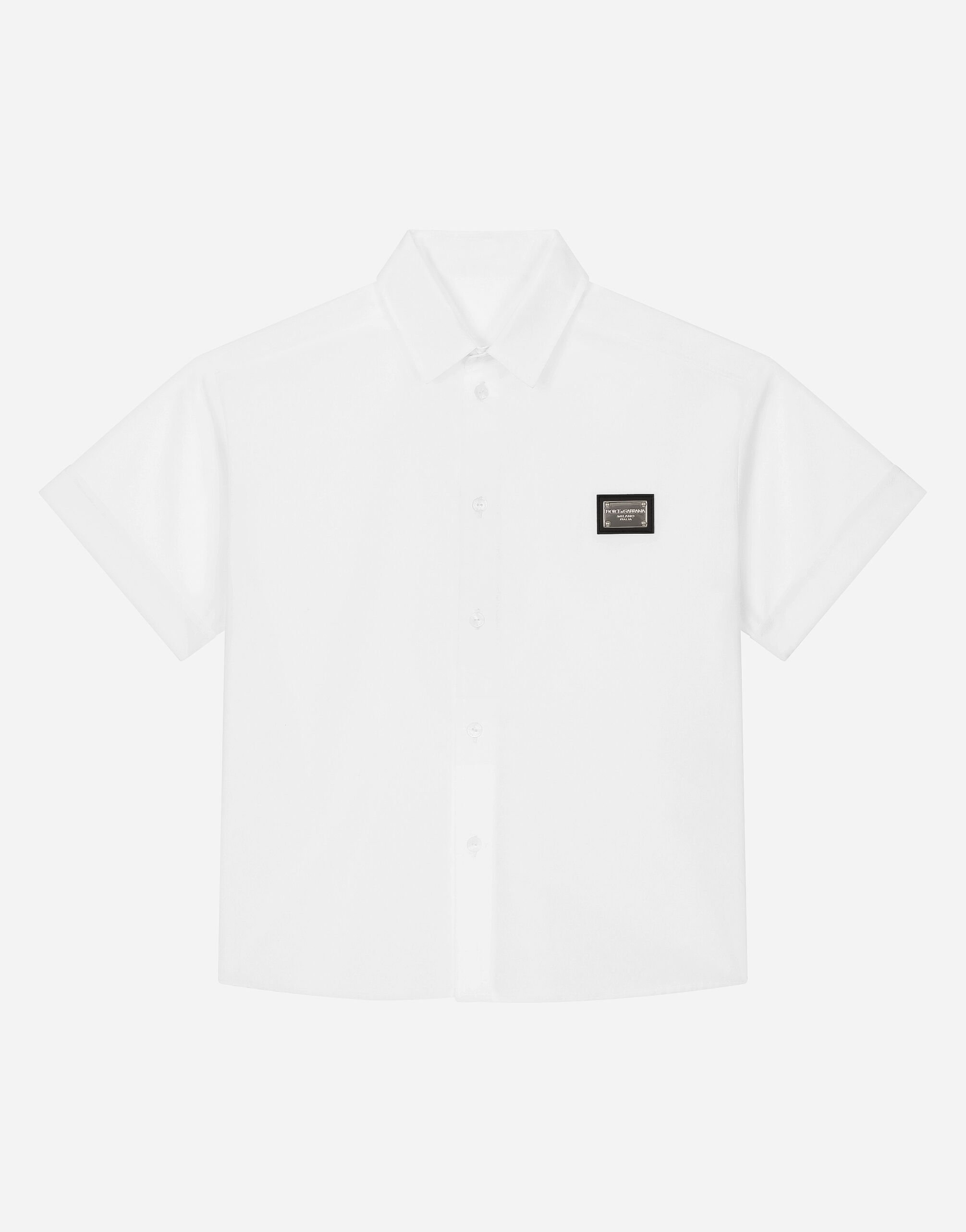 Dolce & Gabbana قميص بوبلين ببطاقة شعار مطبعة L44S11HI1S6