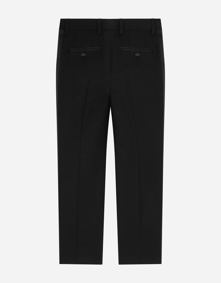 Dolce & Gabbana Pantalon classique en laine mélangée et duchesse Noir L44P64FUBE7