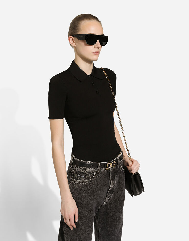 Dolce & Gabbana Calfskin belt with logo Black BE1348AZ831