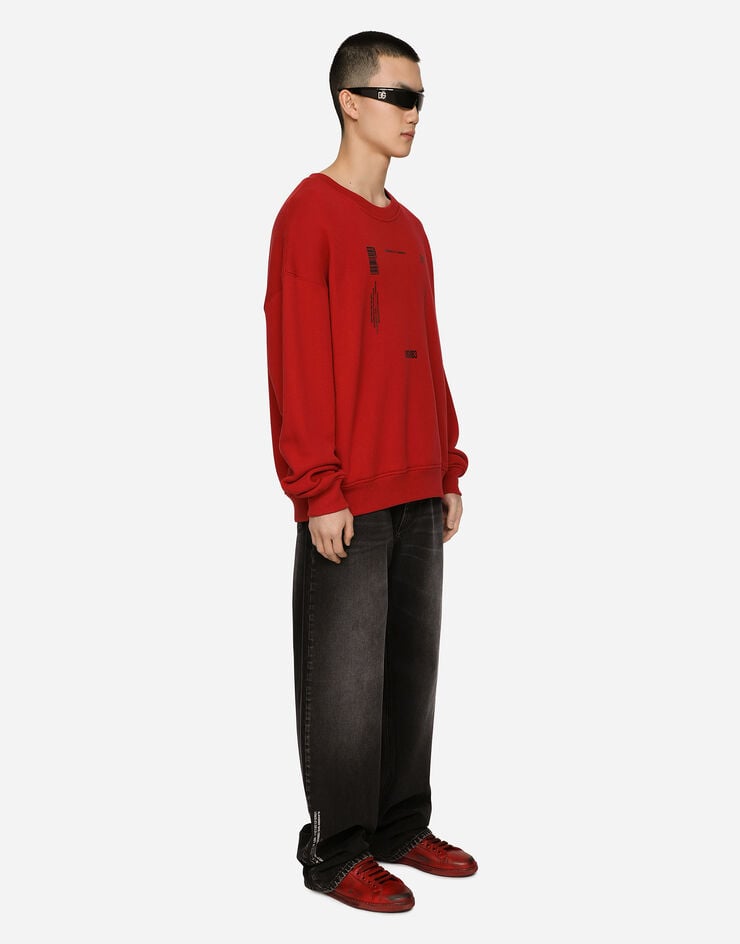 Dolce & Gabbana Sweat-shirt en jersey à imprimé DGVIB3 et logo Rouge G9AQVTG7K3C