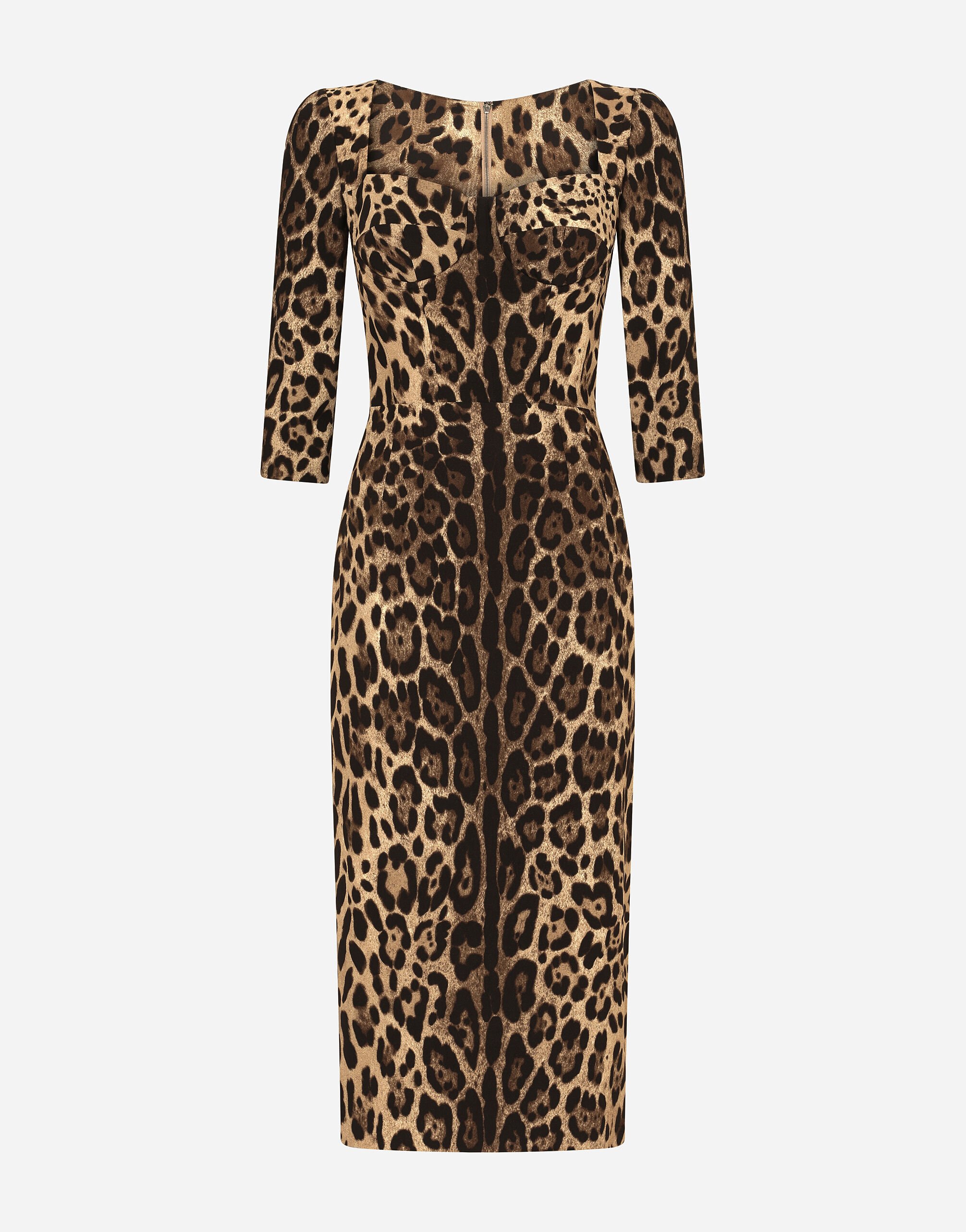 ${brand} Leopard-print calf-length cady dress ${colorDescription} ${masterID}
