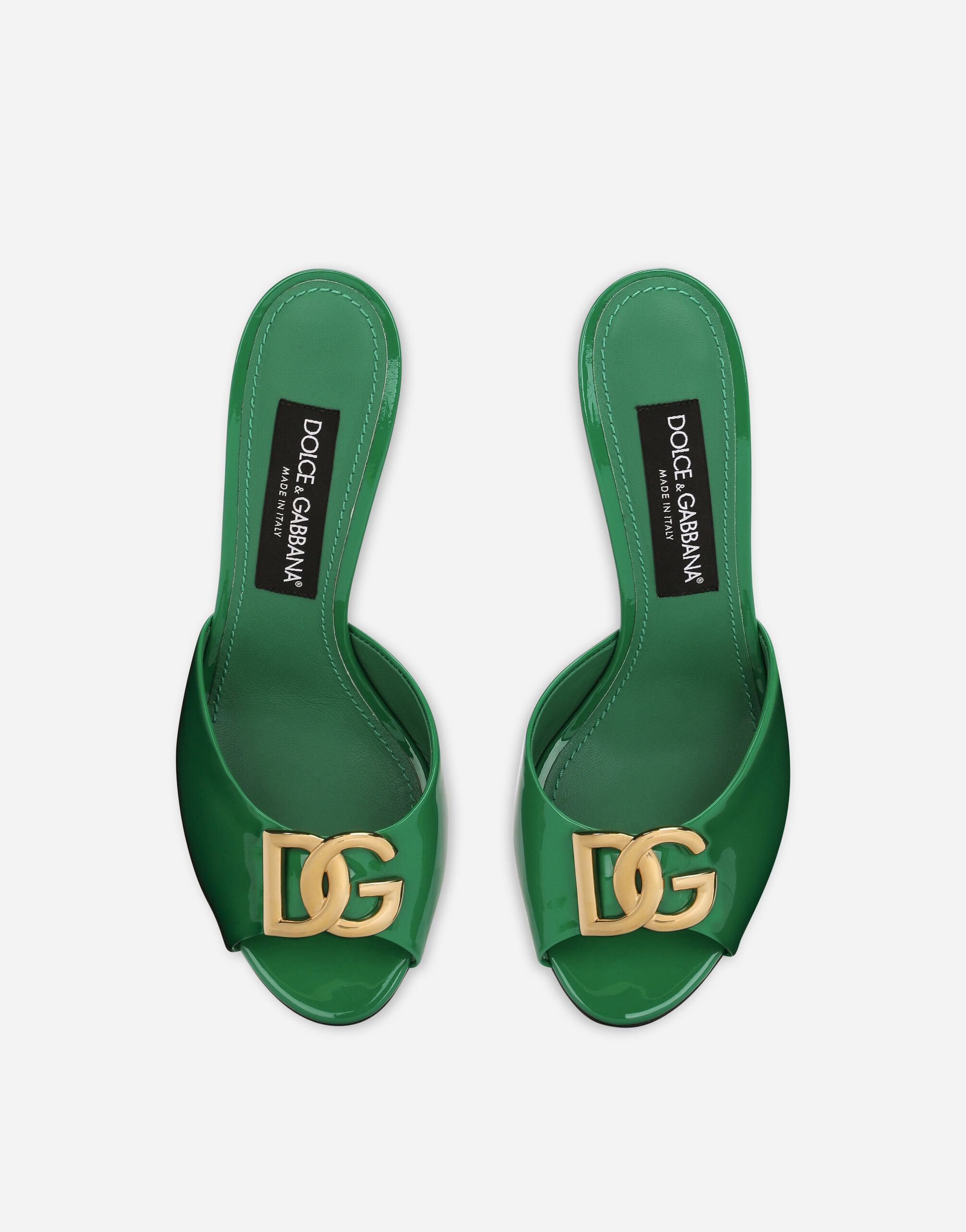 Patent leather mules with DG logo