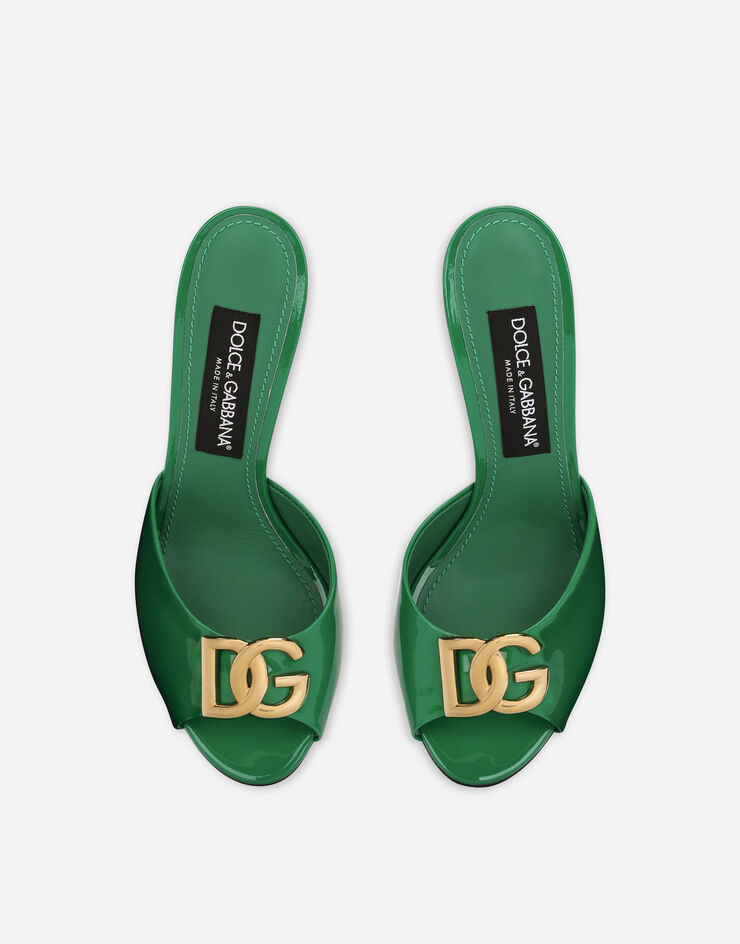 Patent leather mules with DG logo in Green for Women | Dolce&Gabbana®