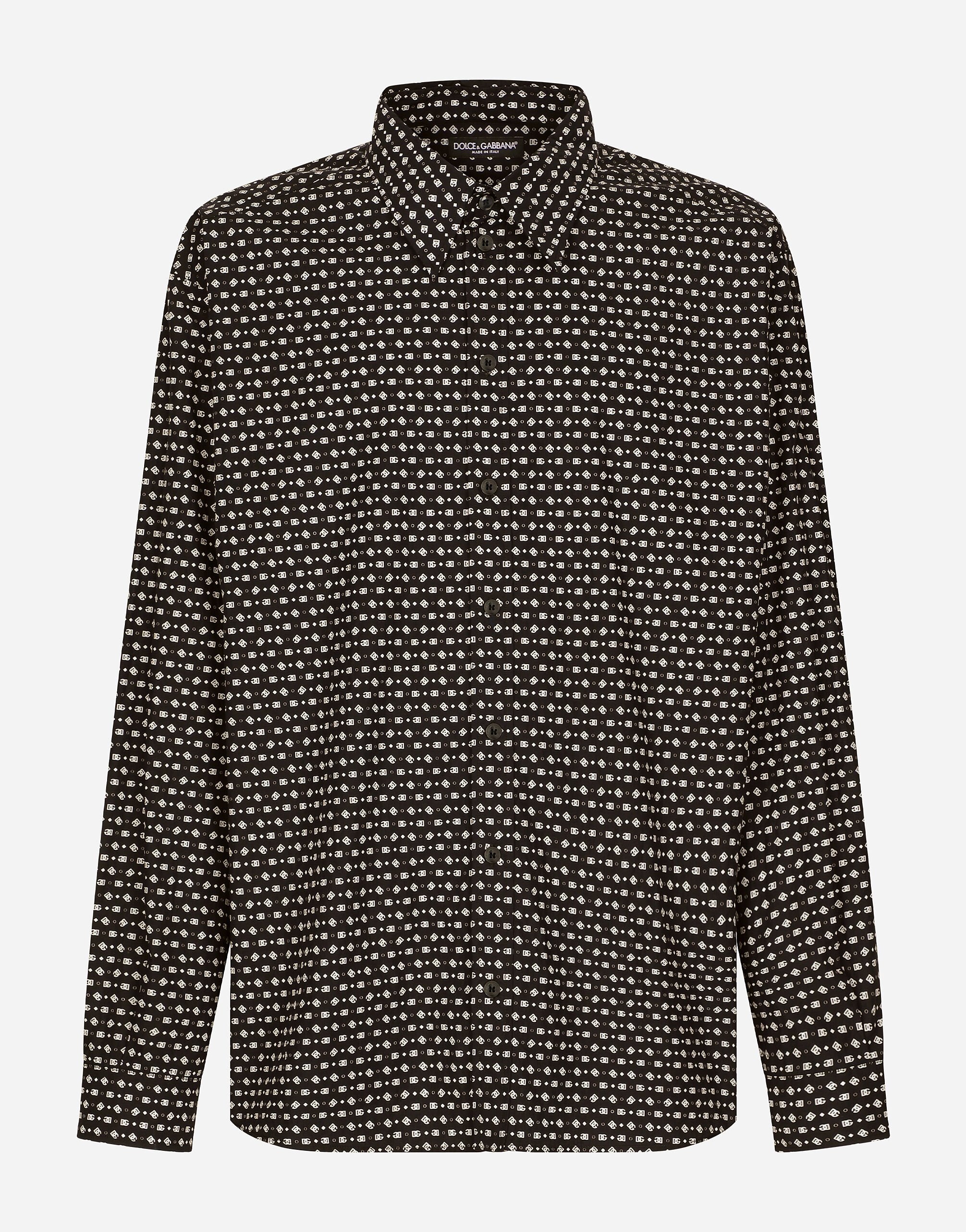 Dolce & Gabbana Oversize poplin shirt with DG logo print Black GP0D4TFU5PY