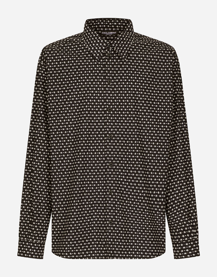 Dolce&Gabbana Рубашка свободного кроя из поплина с принтом логотипа DG черный G5IT7THS5QC