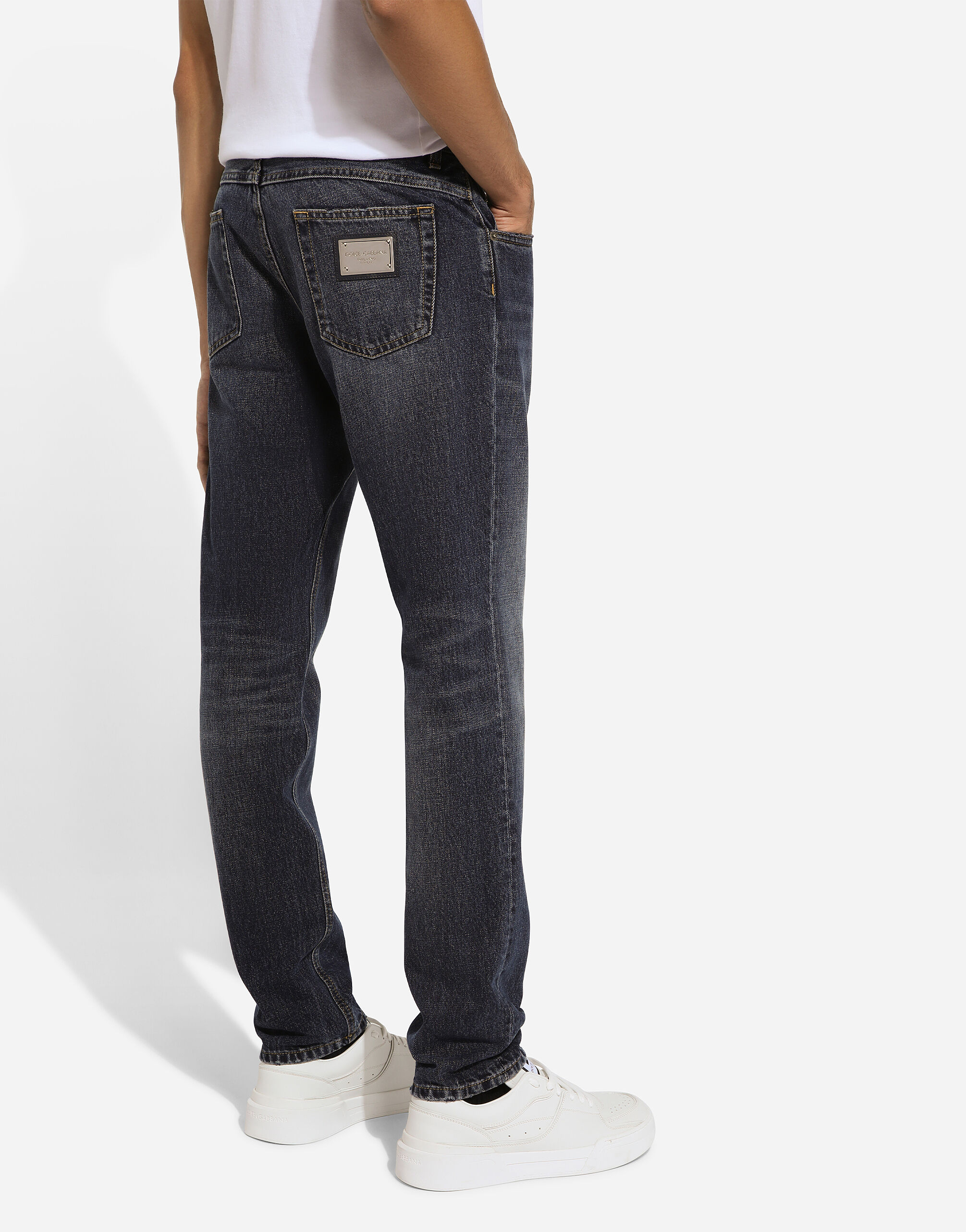 Regular-fit blue denim jeans
