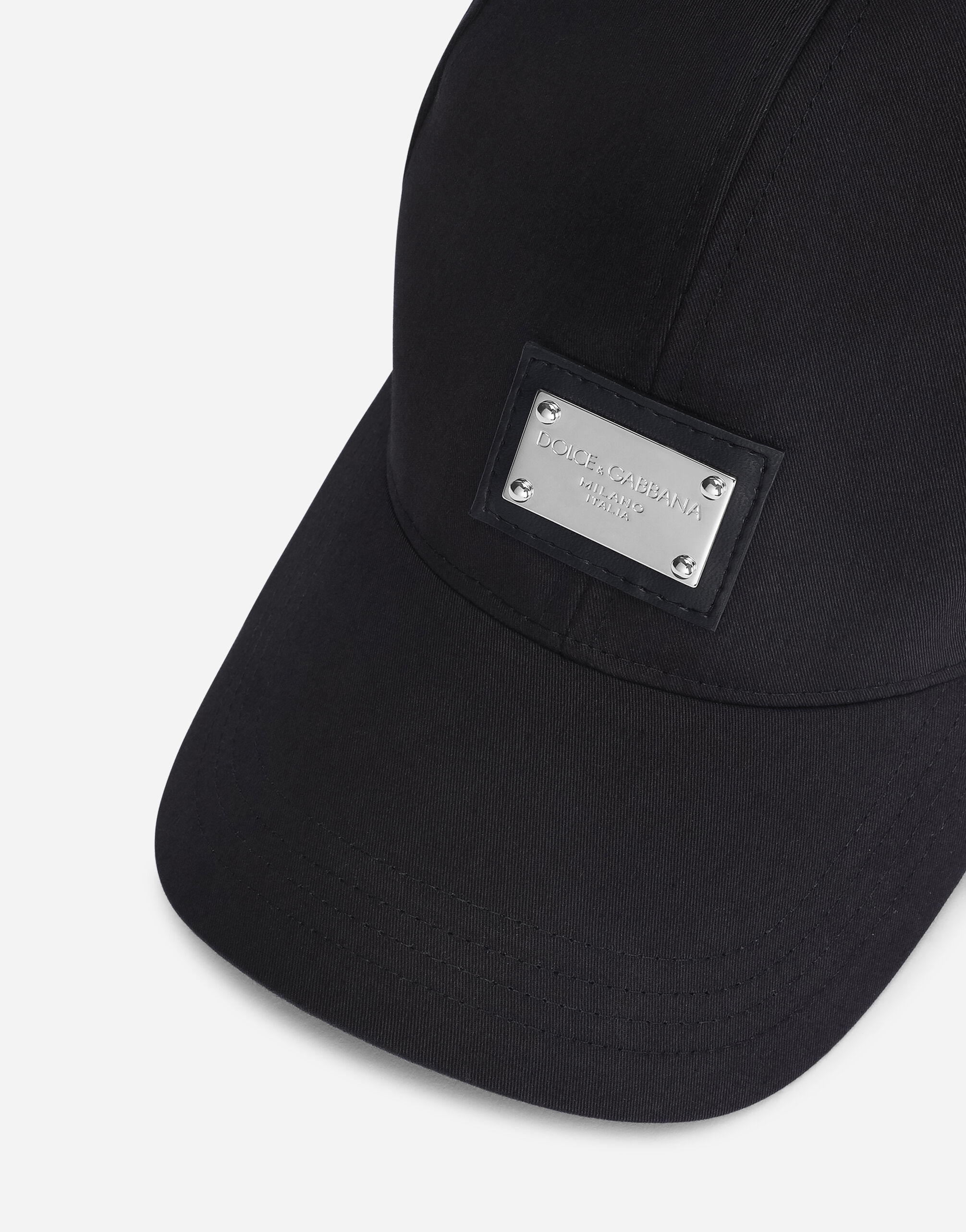 Cotton baseball cap with branded tag in Blue for | Dolce&Gabbana® US