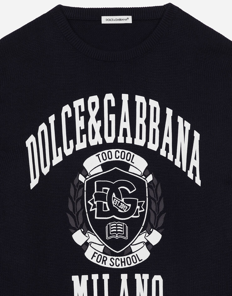 Dolce & Gabbana Pullover aus Baumwolle mit Dolce&Gabbana-Logo Blau L4KWE2JBCDE