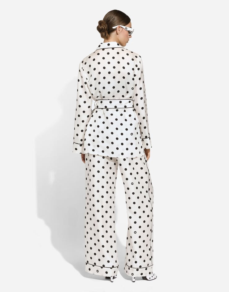 Dolce & Gabbana 波点印花真丝长袖睡衣式衬衫 版画 F5I89TIS1VI