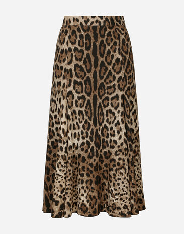 Dolce&Gabbana Falda plato de cady con estampado de leopardo Estampado Animalier F9R11THSMW8