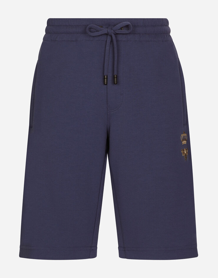 Dolce & Gabbana Bermuda de jogging en jersey à broderie Bleu GVF8AZHU7H9