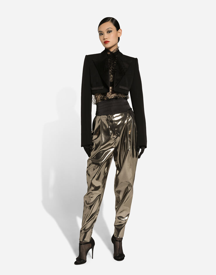 Dolce & Gabbana Pantalon en satin lamé stretch Doré FTC8YTFURMT