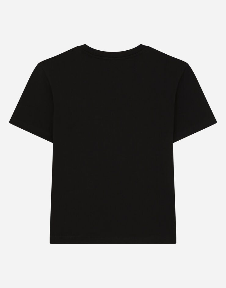 Jersey T-shirt with DG Milano logo in Black for for Boys | Dolce&Gabbana®