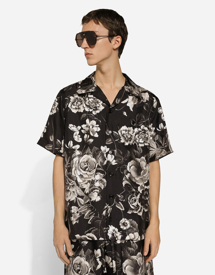 Dolce & Gabbana قميص هاواي حريري بطبعة زهور مطبعة G5JH9TIS1VS