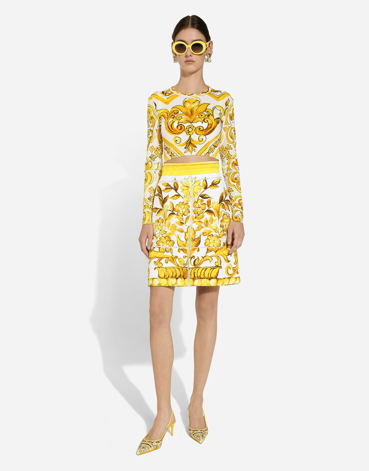 Dolce & Gabbana Short majolica-print brocade skirt Print F4BCVTFPTAW