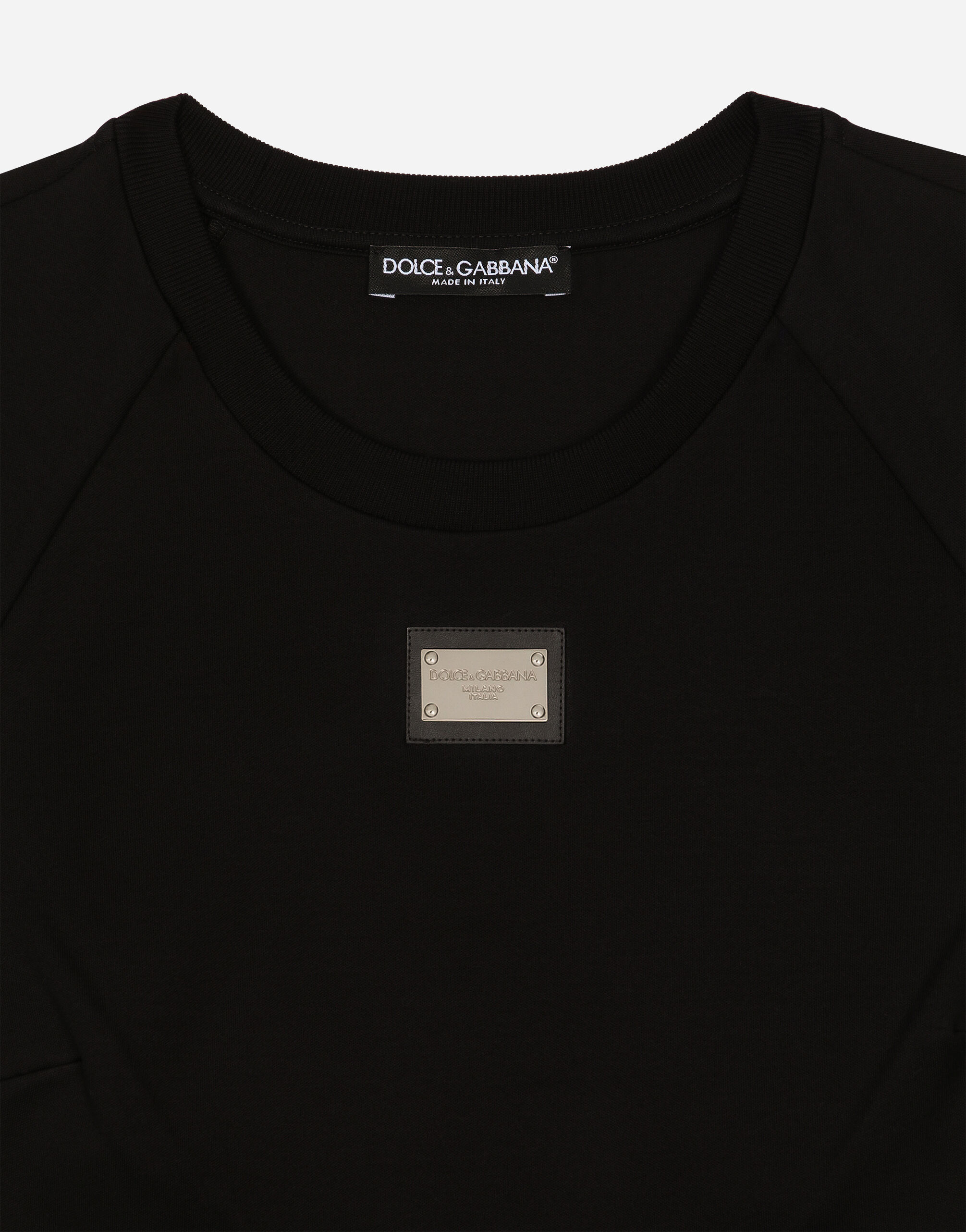 ブラックのウィメンズ Cropped jersey T-shirt with Dolce&Gabbana tag ...