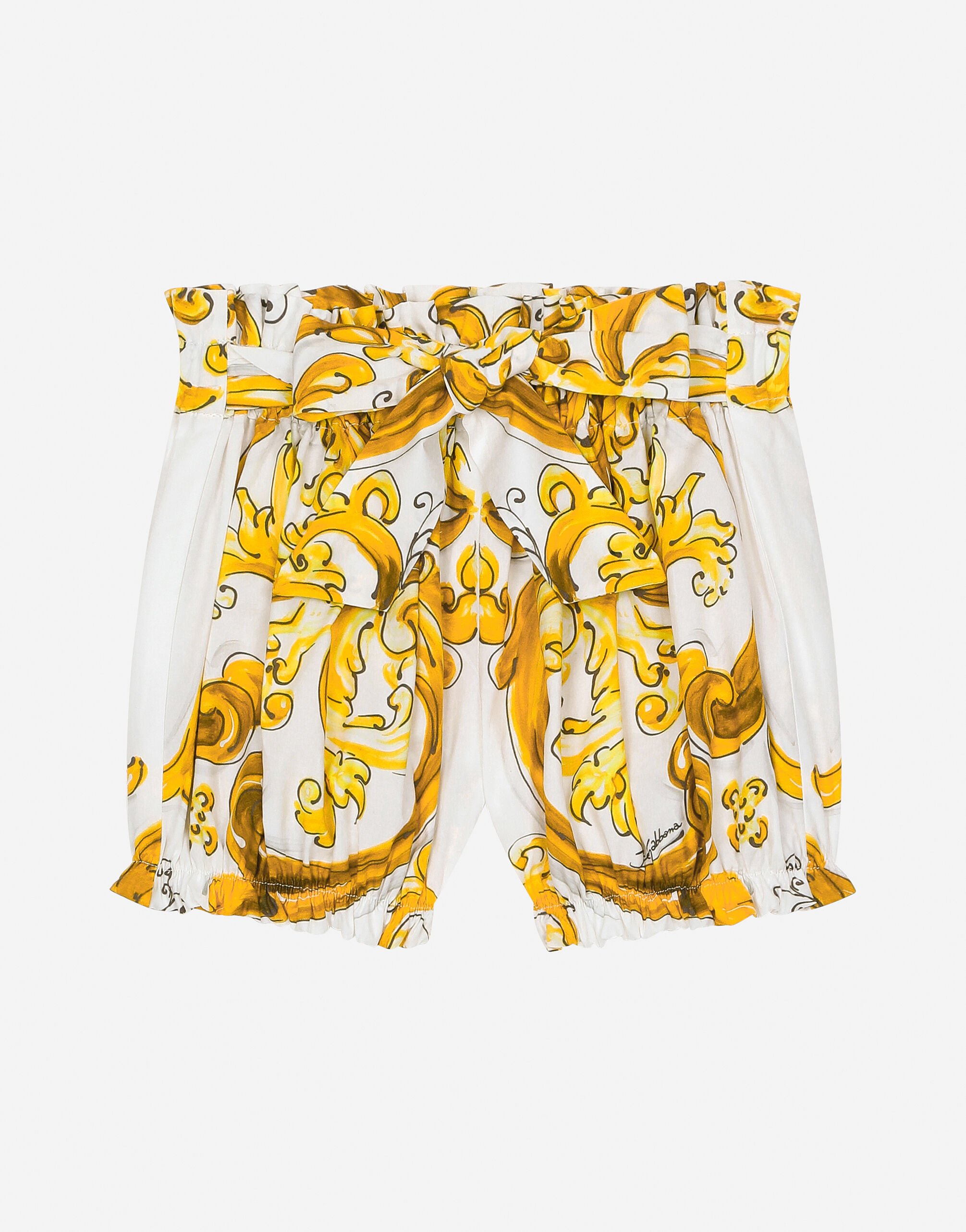 Dolce & Gabbana Poplin shorts with yellow majolica print Print L23DI5FI5JW
