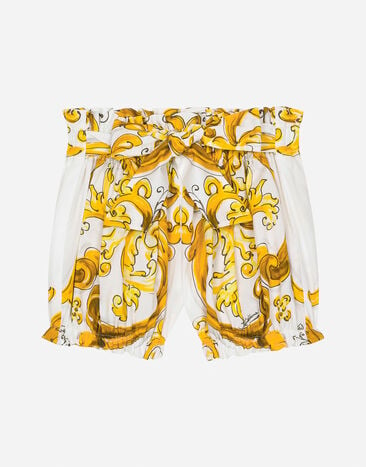 Dolce & Gabbana Poplin shorts with yellow majolica print Print L23DI5FI5JW