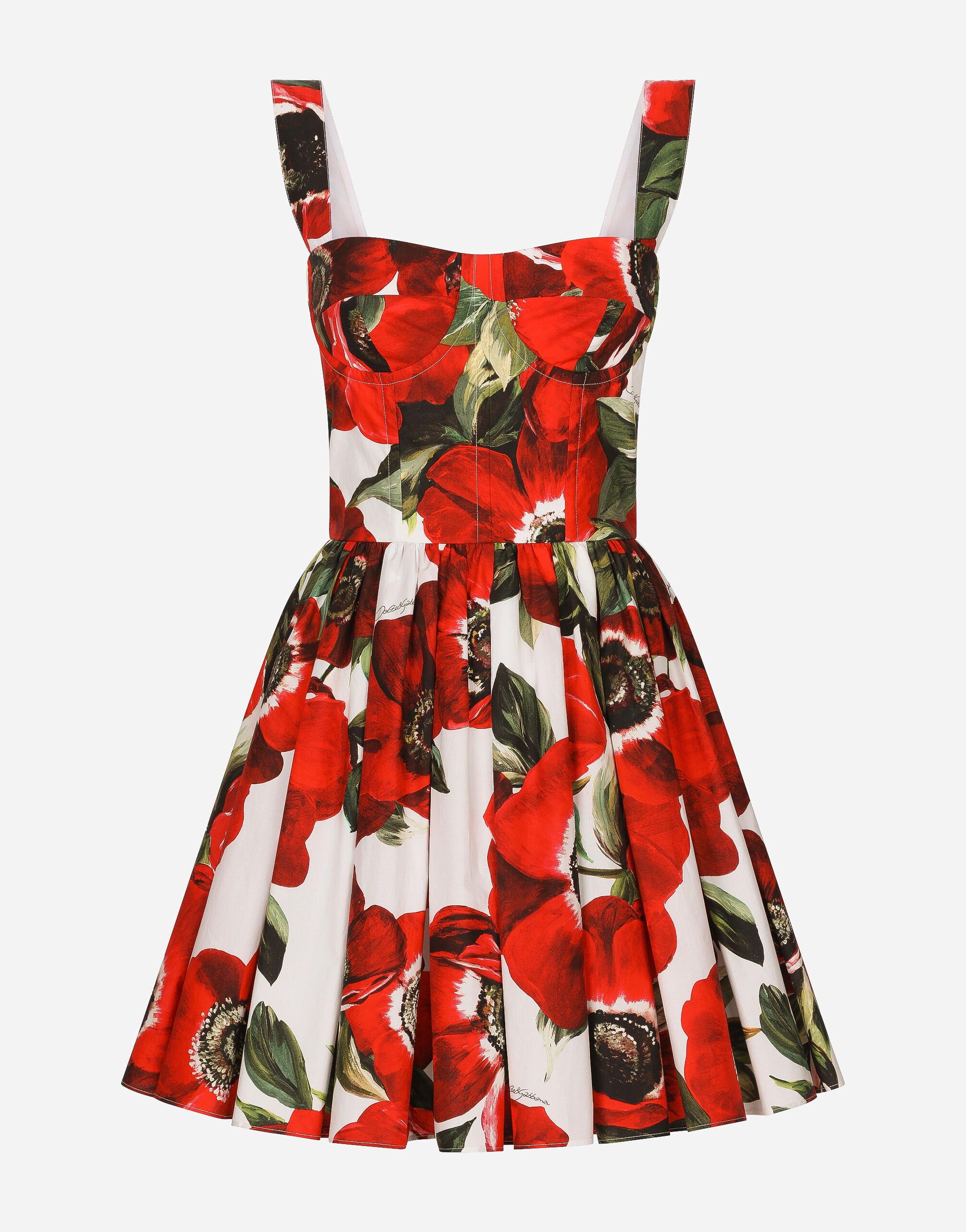 ${brand} Cotton corset dress with anemone print ${colorDescription} ${masterID}