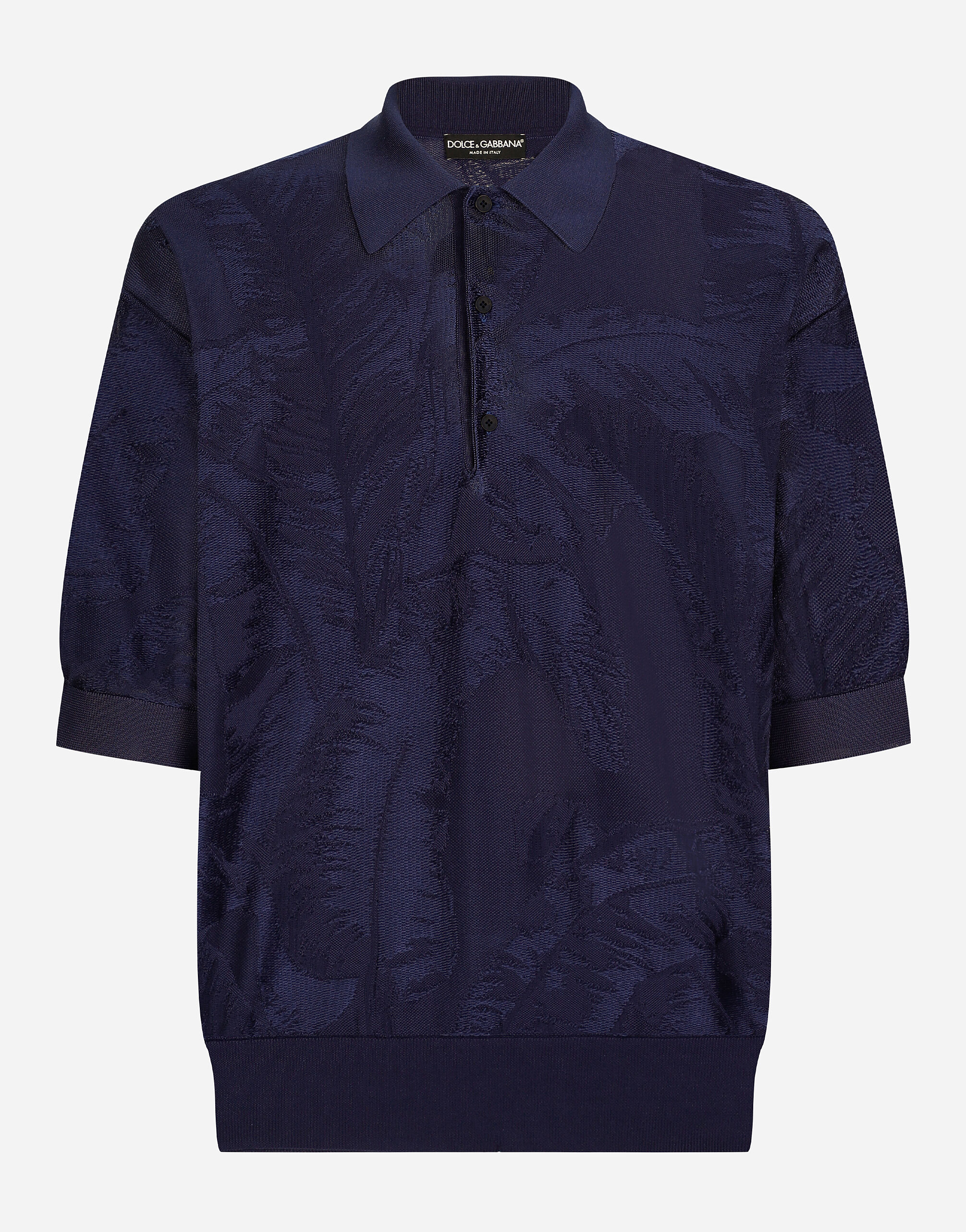${brand} Oversize short-sleeved silk jacquard polo-shirt ${colorDescription} ${masterID}