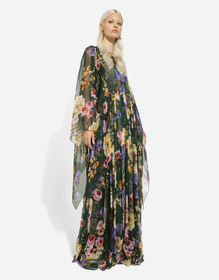 Dolce & Gabbana Long garden-print chiffon dress Print F6ADQTIS1SL