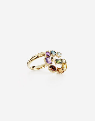 Dolce & Gabbana Anillo Rainbow alphabet G en oro amarillo con piedras preciosas multicolor Dorado WRMR1GWMIXG