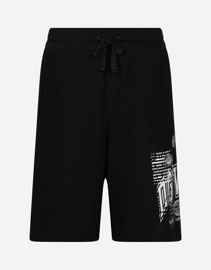 Dolce & Gabbana Jersey jogging shorts with DGVIB3 print and logo Black GZ5EATG7K3I