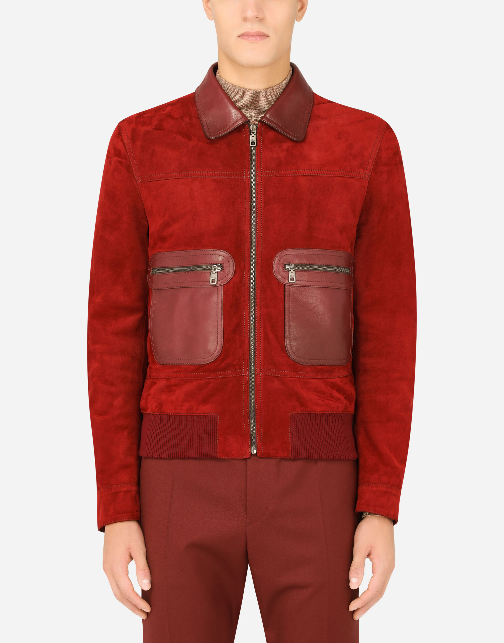 Suede jacket in Bordeaux for | Dolce&Gabbana® US