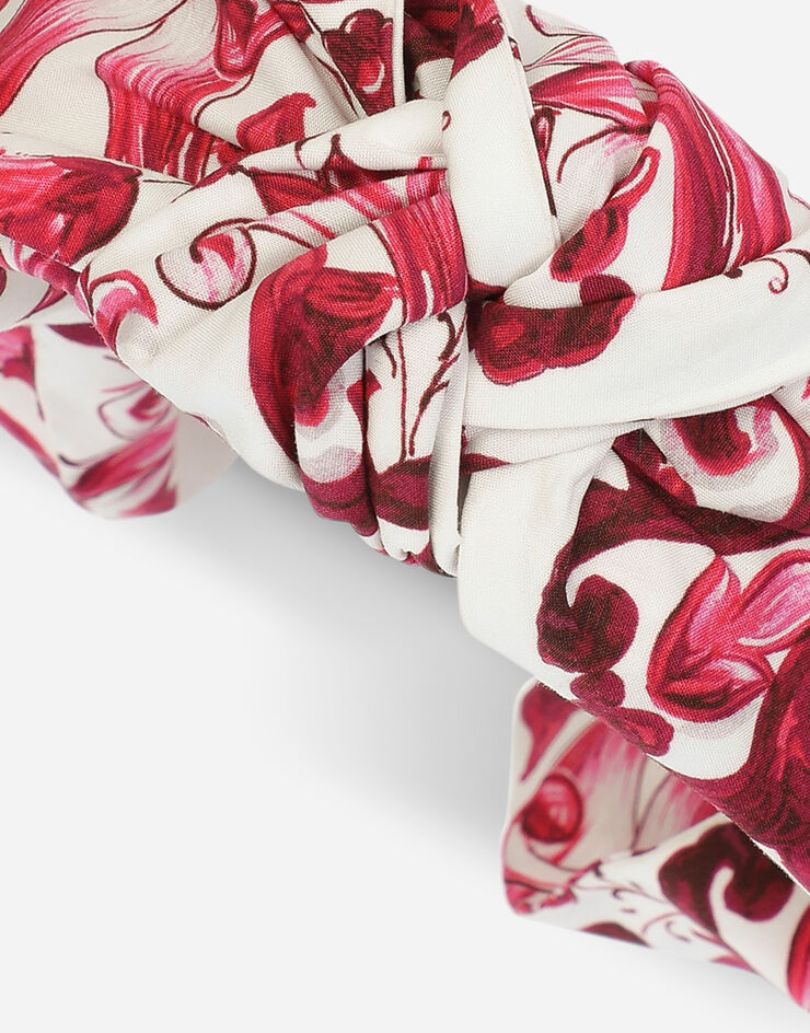 Dolce&Gabbana Majolica-print poplin hair band with knot detail Multicolor LB3L56G7J5M