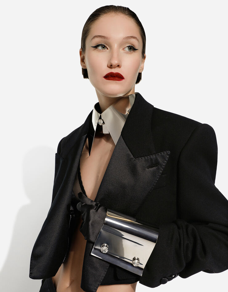 Dolce&Gabbana Giacca tuxedo corta in doppia lana Nero F26X5TFU227