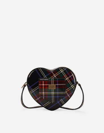 ${brand} Sac DG Girlie Heart en cuir de veau brillant à imprimé tartan ${colorDescription} ${masterID}