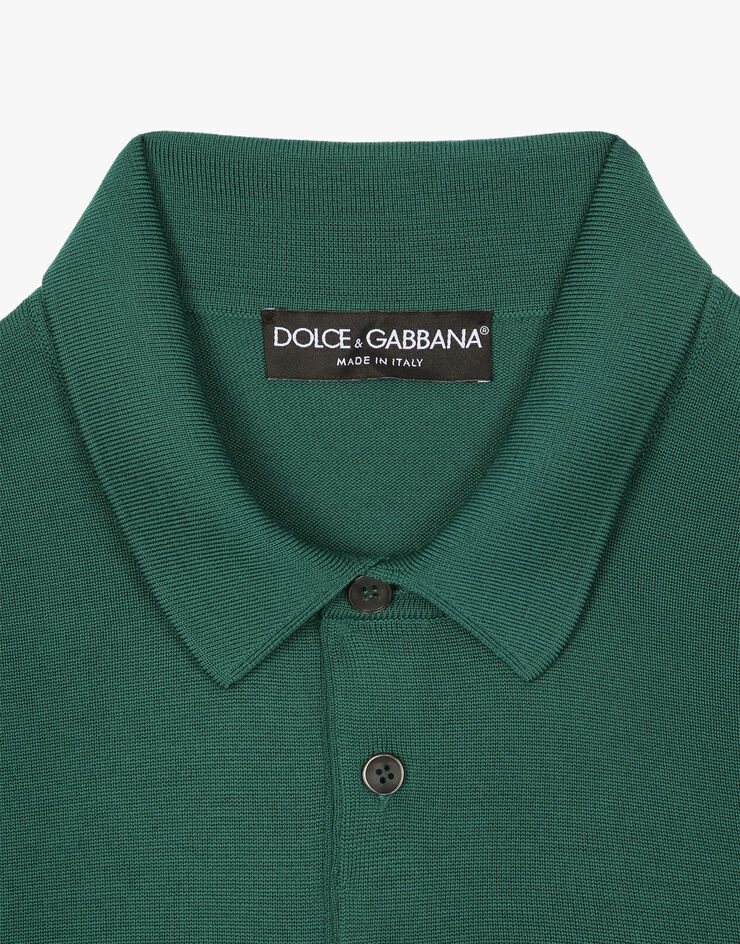 Dolce & Gabbana Maglia polo in lana con placca logata Multicolore GXO38TJCVC7