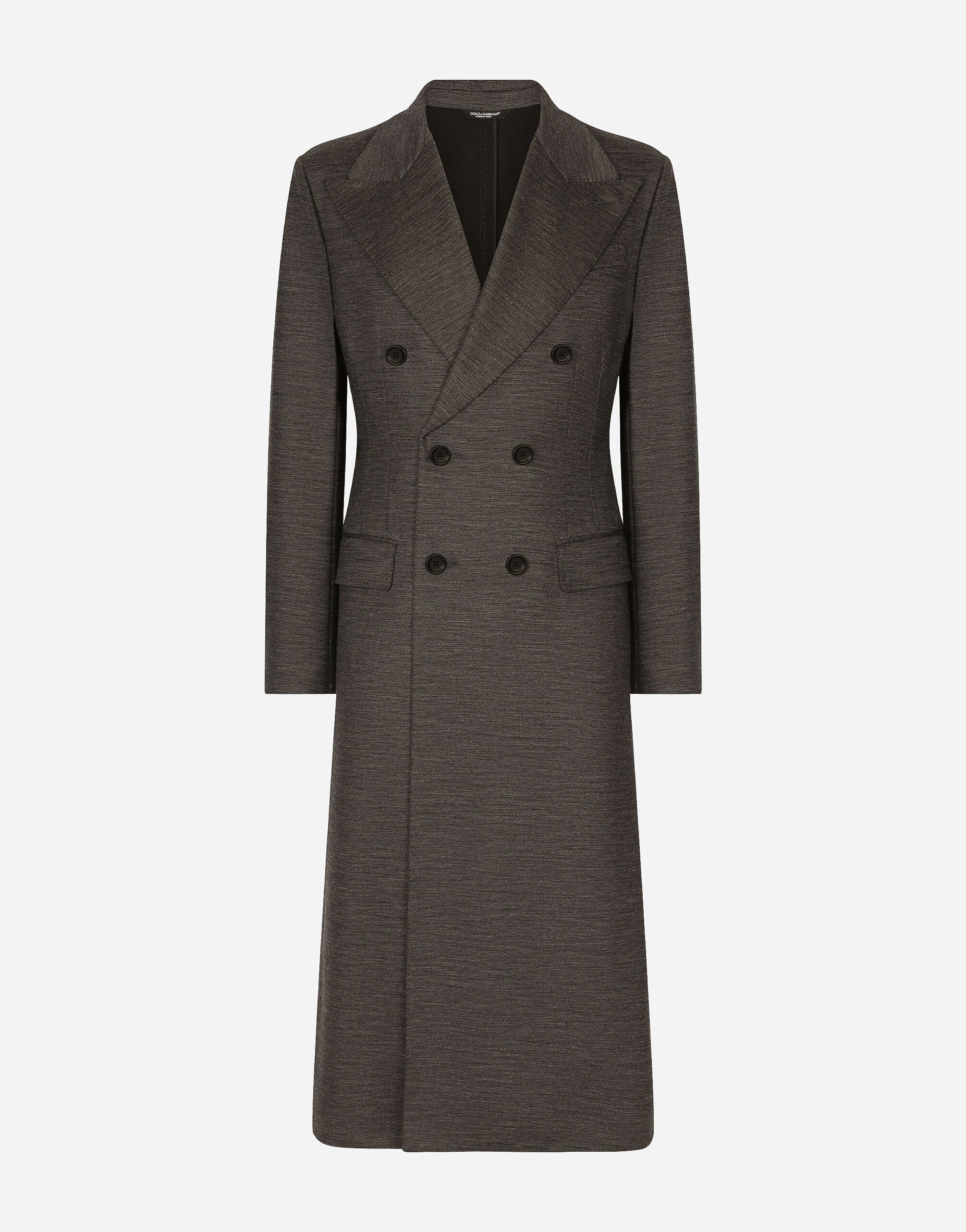 Dolce & Gabbana Double-breasted technical wool jersey coat Black A10792A1203