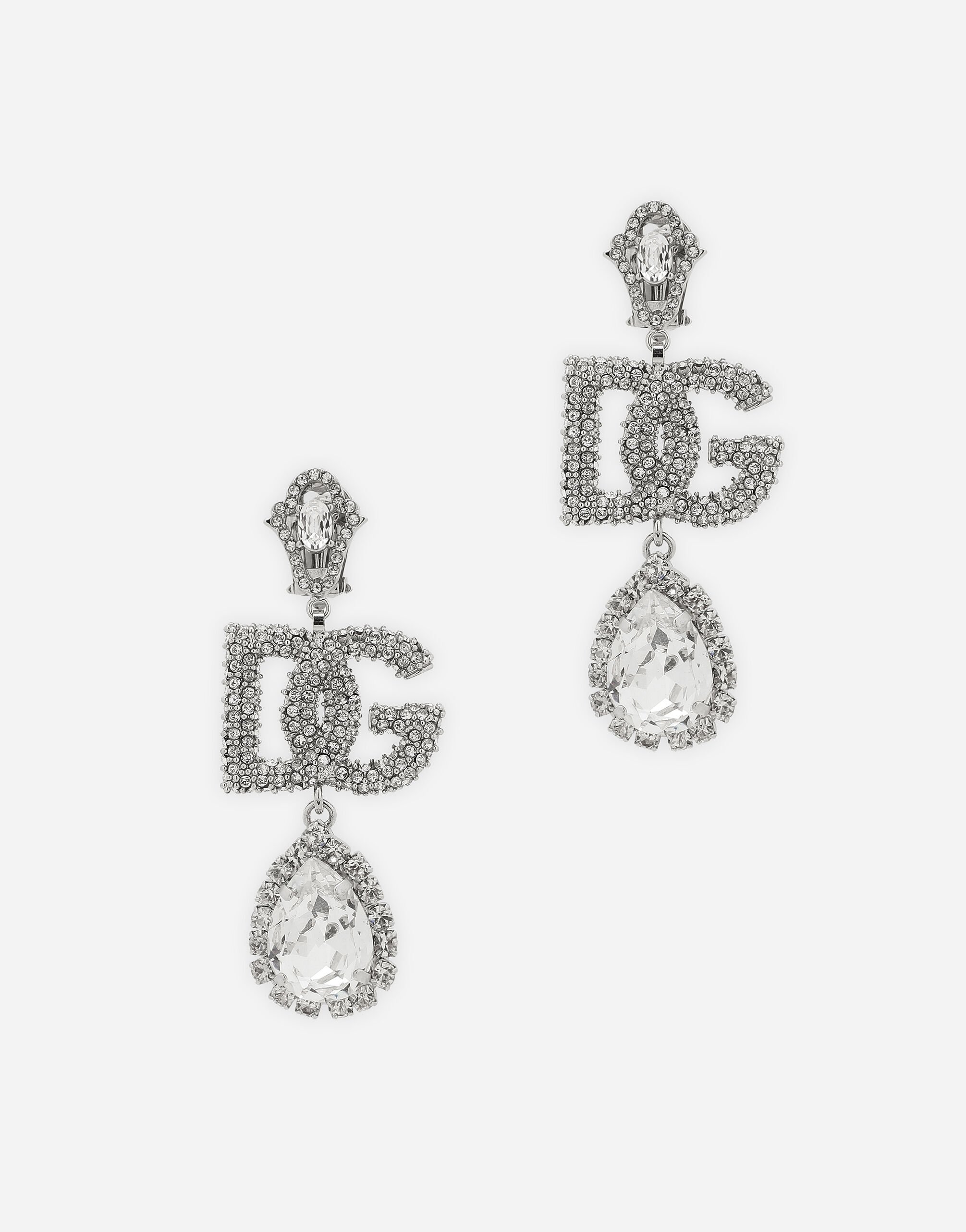 Dolce & Gabbana Boucles d’oreilles pendantes avec logo et pendentif en strass Argent BB7116AY828