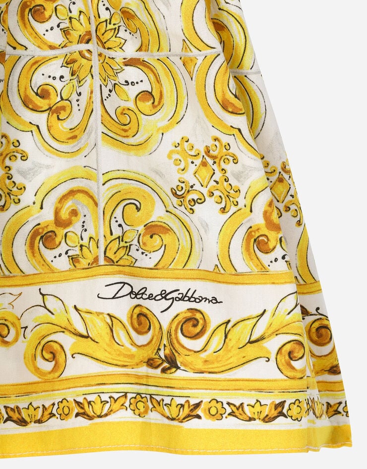 Dolce & Gabbana Vestido de popelina con estampado Maiolica amarillo Imprima L23DW9FI5JY