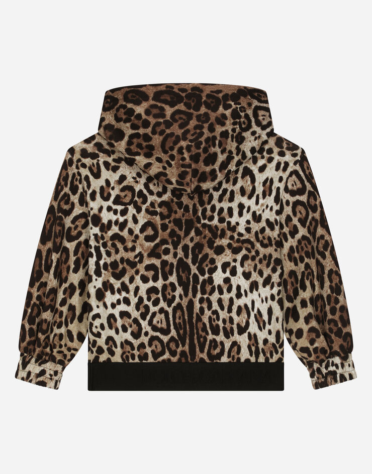 Dolce & Gabbana Sweat-shirt en jersey à imprimé léopard et élastique à logo Imprimé Animalier L5JW8GG7H7X