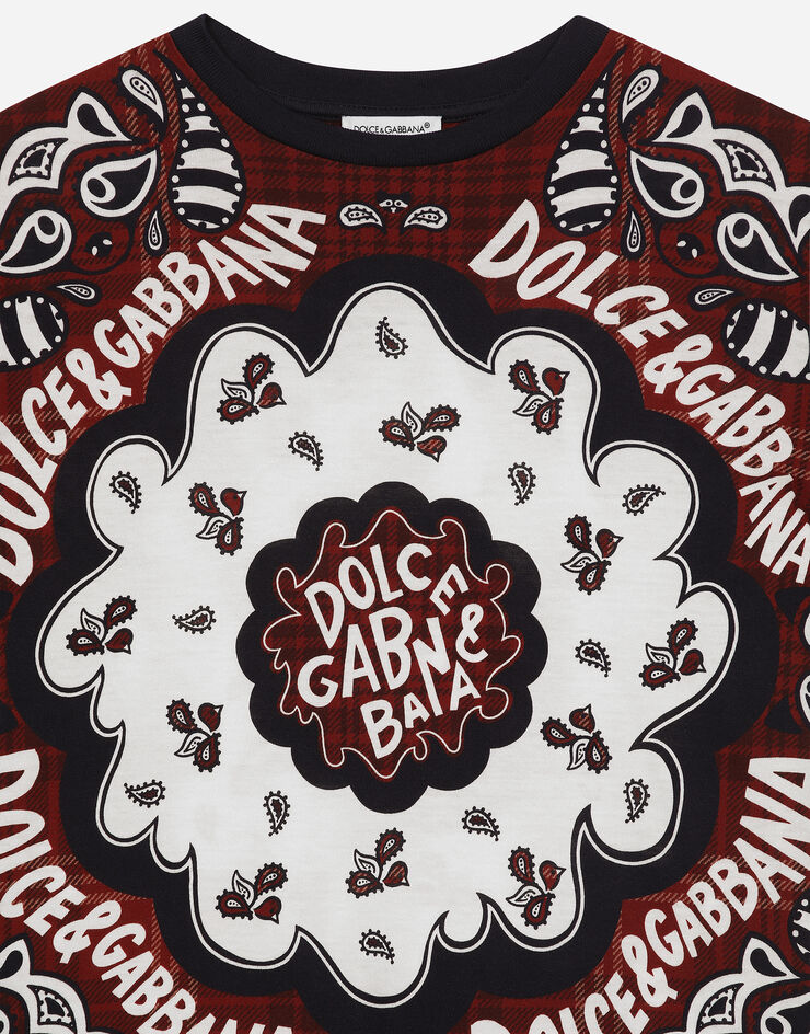 Dolce & Gabbana T-Shirt aus Jersey mit Bandana-Print Drucken L4JTHVII7CV