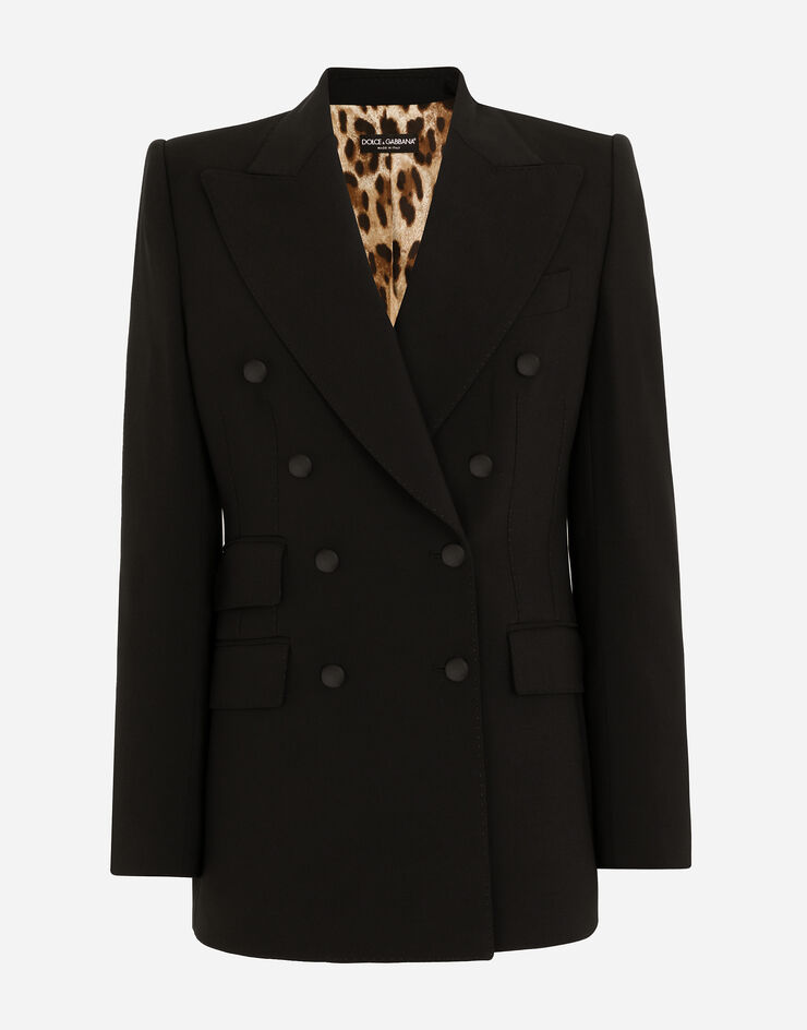 Dolce & Gabbana Zweireihige Jacke aus Schurwolle Schwarz F29DPTFUBAJ