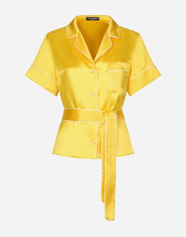 Dolce & Gabbana Silk twill pajama shirt with belt Print F6ADLTHH5A0