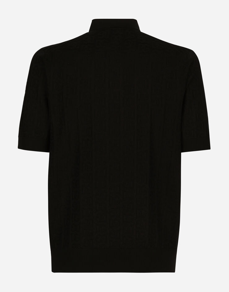 Dolce&Gabbana Silk jacquard polo-shirt with DG logo Black GXP68TJBSE2