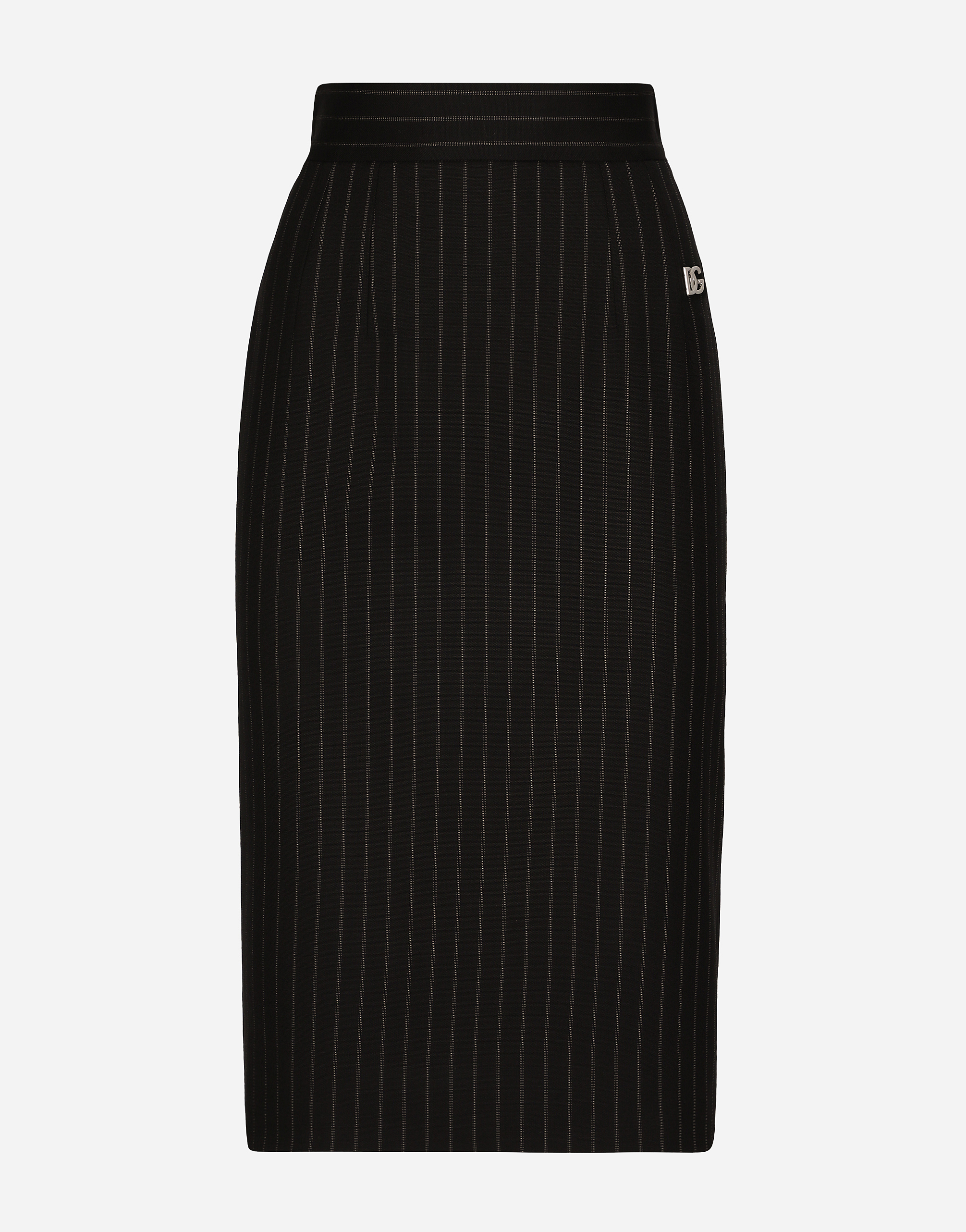 Dolce & Gabbana Short Straight-cut Pinstripe Wool Skirt In Multicolor