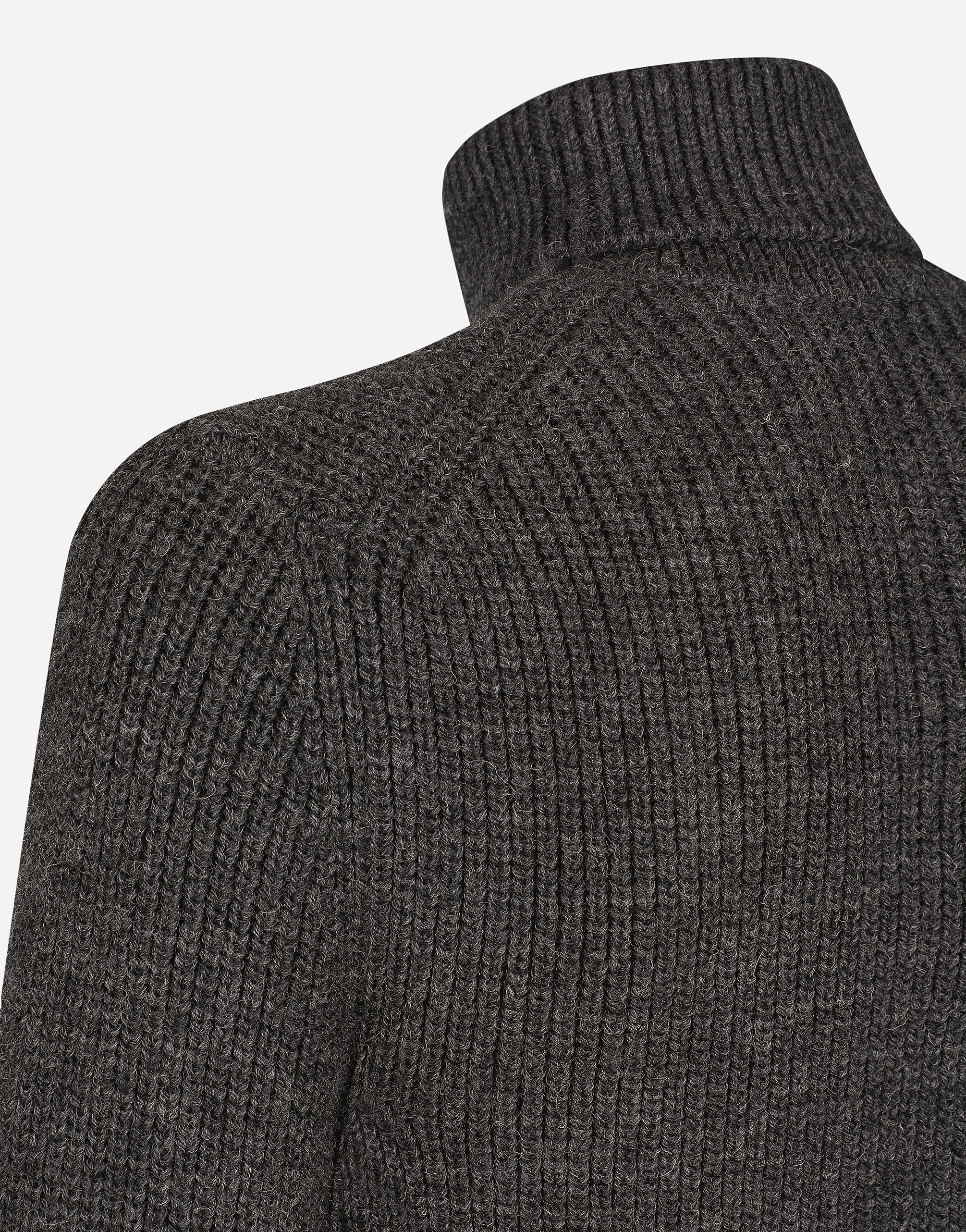 Shop Dolce & Gabbana Wool Fisherman's Rib-knit Turtle-neck Sweater In Grey