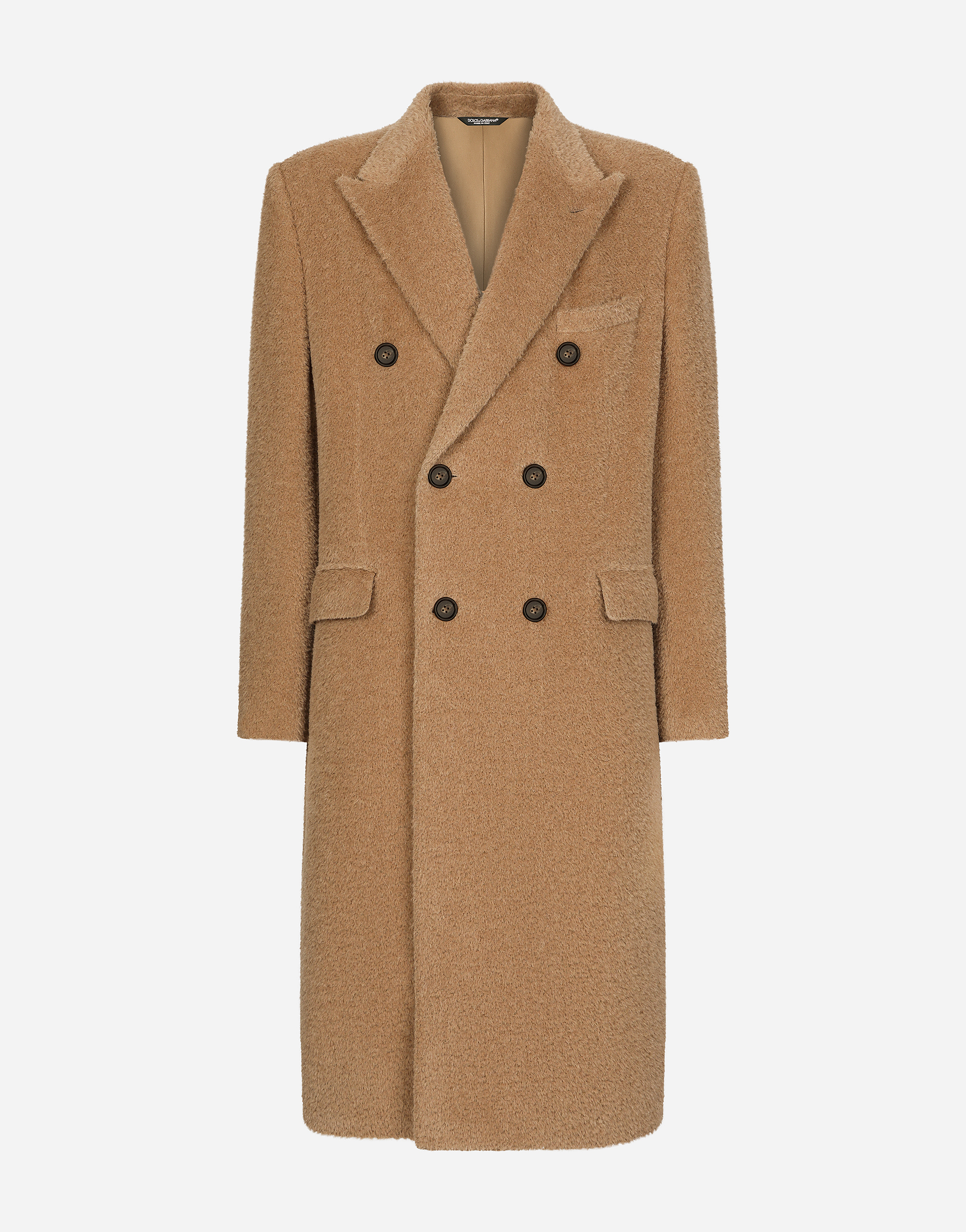 Shop Dolce & Gabbana Double-breasted Baby Llama Wool Coat In Brown