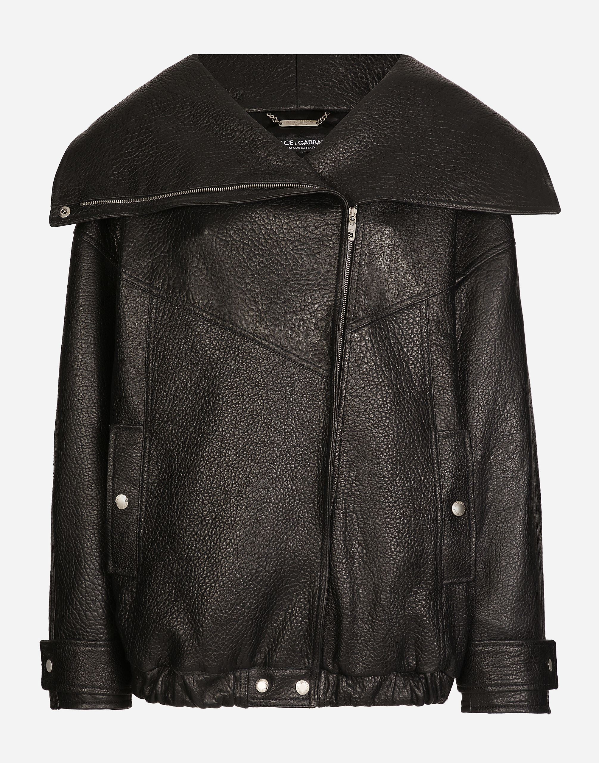 Shop Dolce & Gabbana Oversize Vegetable-tanned Lambskin Biker Jacket In ブラック