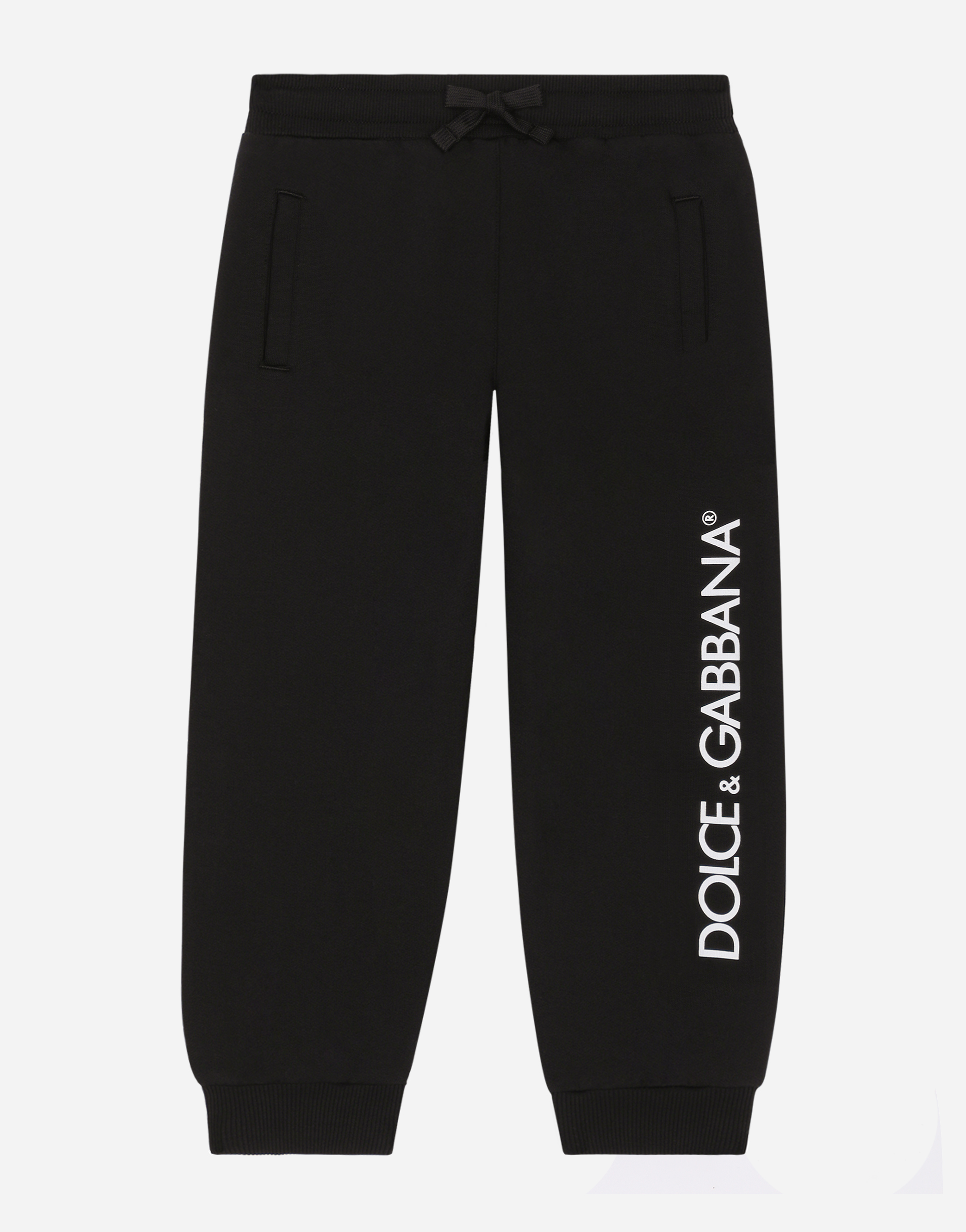Dolce & Gabbana Kids' Jersey Jogging Trousers With Logo Print In Black